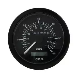 GPS-спидометр аналоговый 0-60 узлов, черный циферблат, черный ободок, выносная антенна, д. 85 мм KY08211