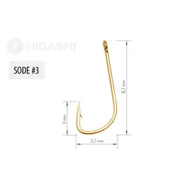 Крючок HIGASHI Sode ringed #3 Gold hg-03673