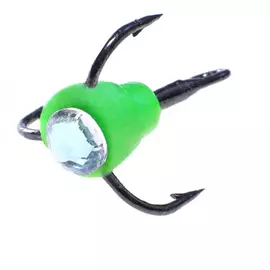 Крючок тройной с каплей EAST COAST UViolet (№ 6 зеленый / белый камень, 10 шт) tr-245748