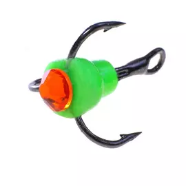 Крючок тройной с каплей EAST COAST UViolet (№ 6 зеленый / красный камень, 10 шт) tr-245750