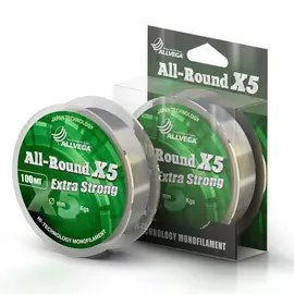 Леска монофильная ALLVEGA "All-Round X5" 100м 0,25мм (7,55кг) прозрачная LAR10025 tr-215725