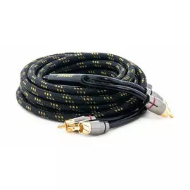 Межблочный кабель 2RCA-2RCA, 3.5 метра, витая пара, 3 экрана, медь, SWAT SIX-235