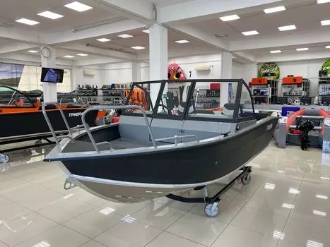 Моторная лодка, ТРИЕРА 460 FISH, серый с Suzuki DF50ATL KITTR4