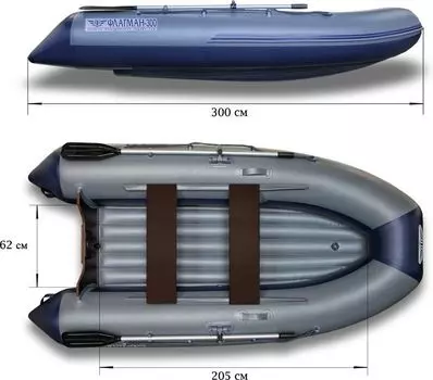 Надувная лодка ПВХ, Флагман 300 НДНД, серо-синий FL300GB