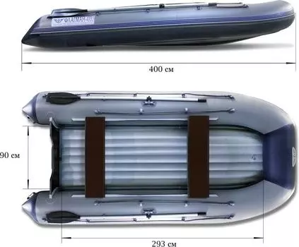 Надувная лодка ПВХ, Флагман 400U НДНД, серо-синий FL400UGB