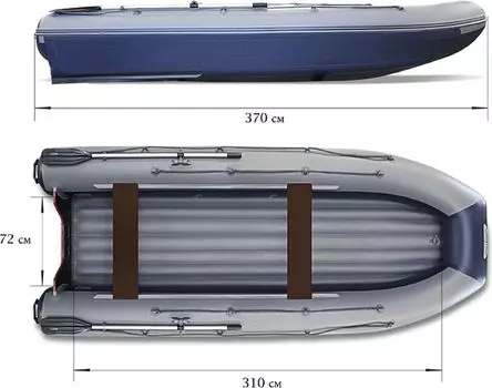 Надувная лодка ПВХ, Флагман DK370I JET, серо-синий FLDK370IJGB
