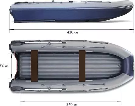 Надувная лодка ПВХ, Флагман DK430I JET, серо-синий FLDK430IJGB
