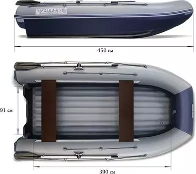 Надувная лодка ПВХ, Флагман DK450 JET, серо-синий FLDK450JGB