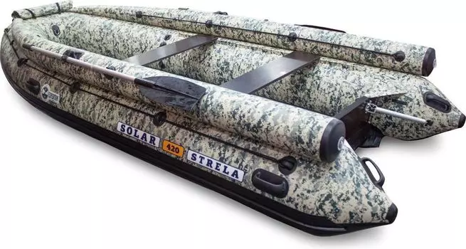 Надувная лодка ПВХ, SOLAR-420 Strela Jet tunnel ф/б, серый SLR420jet_strela_fb_grey