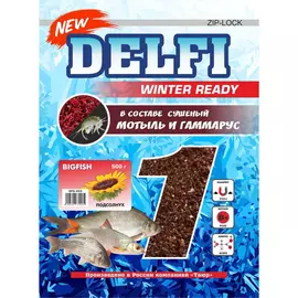 Прикормка зимняя увлажненная DELFI ICE Ready (большая рыба; подсолнух, коричневая, 500 г) tr-218633