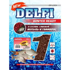 Прикормка зимняя увлажненная DELFI ICE Ready (карась; ваниль + подсолнух, корчиневая, 500 г) tr-218634