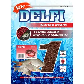 Прикормка зимняя увлажненная DELFI ICE Ready (озеро; мотыль + червь, черная, 500 г) tr-218640