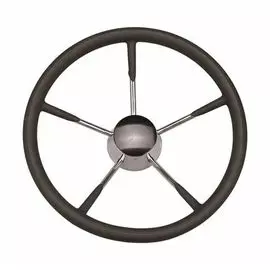 Рулевое колесо черный обод, стальные спицы, диаметр 340 мм 73053-01