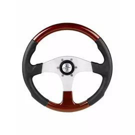 Рулевое колесо EVO MARINE 2 обод черный/коричневый, спицы серебряные д. 355 мм VN850001-33