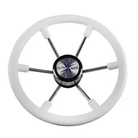 Рулевое колесо LEADER PLAST белый обод серебряные спицы д. 360 мм VN8360-08