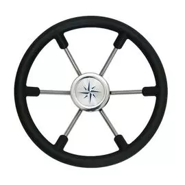 Рулевое колесо LEADER PLAST черный обод серебряные спицы д. 360 мм VN8360-01