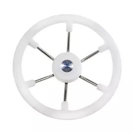 Рулевое колесо LEADER TANEGUM белый обод серебряные спицы д. 330 мм VN7330-08