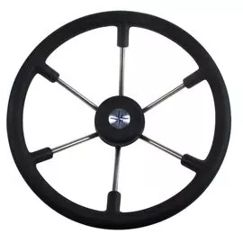 Рулевое колесо LEADER TANEGUM черный обод серебряные спицы д. 400 мм VN7400-01