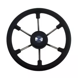 Рулевое колесо LEADER TANEGUM черный обод серебряные спицы д. 330 мм VN7330-01