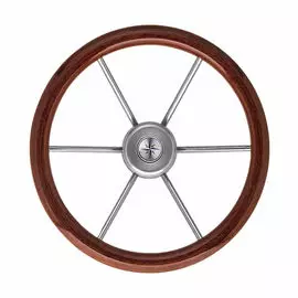 Рулевое колесо LEADER WOOD деревянный обод серебряные спицы д. 340 мм VN7340-33