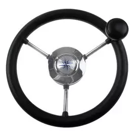 Рулевое колесо LIPARI обод черный, спицы серебряные д. 280 мм со спинером VN828050-01