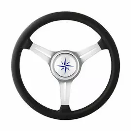 Рулевое колесо LYRA обод черный, спицы серебряные д. 370 мм VN137003-01