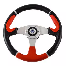 Рулевое колесо ORION обод чернокрасный, спицы серебряные д. 355 мм VN960101-95