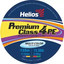 Шнур Helios плетеный PREMIUM CLASS 4 PE BRAID Multicolor 0,12mm/135 (HS-4PFM-12/135 M) tr-153228