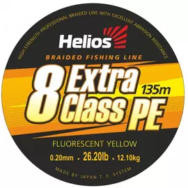 Шнур плетеный Helios EXTRA CLASS 8 PE BRAID Fluorescent Yellow 0,20mm/135 (HS-8PEY-20/135 Y) tr-119307