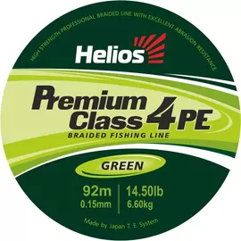 Шнур плетеный Helios PREMIUM CLASS 4 PE BRAID Green 0,15mm/92 (HS-4PFG-15/92 G) tr-136754