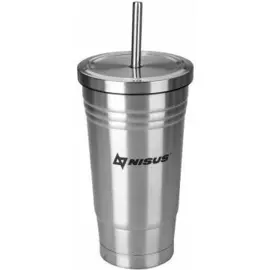 Стакан металлический с соломинкой N.SS-035 Nisus tr-281111