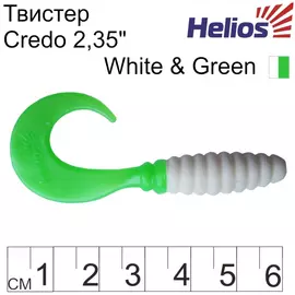 Твистер Helios Credo 2,35"/6,0 см White &amp; Green 7шт. (HS-10-016) tr-124668