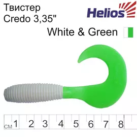 Твистер Helios Credo 3,35"/8,5 см White &amp; Green 7шт. (HS-11-016) tr-124672