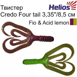 Твистер Helios Credo Four tail 2,35"/6,0 см Fio &amp; Acid lemon 10шт. (HS-20-027) tr-144712