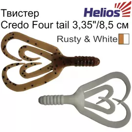 Твистер Helios Credo Four tail 2,35"/6,0 см Rusty &amp; White 10шт. (HS-20-005) tr-144723