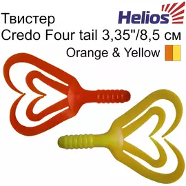 Твистер Helios Credo Four tail 2,35"/6,0 см Orange &amp; Yellow 10шт. (HS-20-015) tr-144717