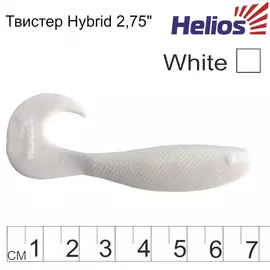 Твистер helios hybrid 2,75"/7,0 см white 7шт. (hs-13-001) tr-124676