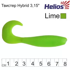 Твистер Helios Hybrid 3,15"/8,0 см Lime 7шт. (HS-14-008) tr-129060