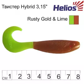 Твистер Helios Hybrid 3,15"/8,0 см Rusty Gold &amp; Lime 7шт. (HS-14-017) tr-129870