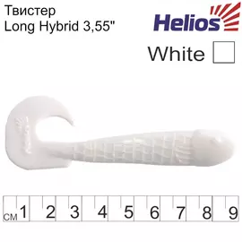 Твистер Helios Long Hybrid 3,55"/9,0 см White 7шт. (HS-15-001) tr-124682
