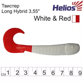 Твистер Helios Long Hybrid 3,55"/9,0 см White RT 7шт. (HS-15/1-003) tr-124663