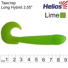 Твистер Helios Long Hybrid 3,55"/9,0 см Lime 7шт. (HS-15-008) tr-129061