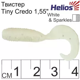 Твистер Helios Тiny Credo 1,55"/4 см White &amp; Sparkles 12шт. (HS-8-002) tr-117803