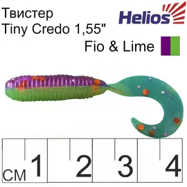 Твистер Helios Тiny Credo 1,55"/4 см Fio &amp; Lime 12шт. (HS-8-014) tr-128388
