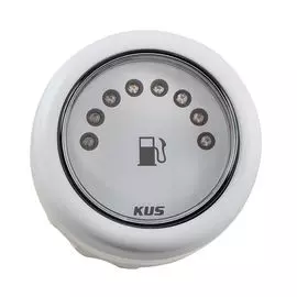 Указатель уровня топлива светодиодный, белый циферблат, белый ободок, д. 52 мм KY10309