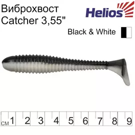 Виброхвост Helios Catcher 3,55"/9 см Black &amp; White 5шт. (HS-2-023) tr-131519