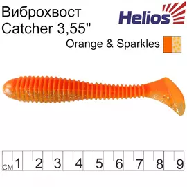 Виброхвост Helios Catcher 3,55"/9 см Orange &amp; Sparkles 5шт. (HS-2-022) tr-131229