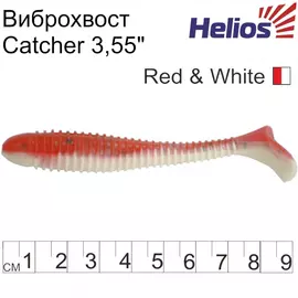 Виброхвост Helios Catcher 3,55"/9 см Red &amp; White 5шт. (HS-2-003) tr-117774
