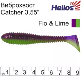 Виброхвост Helios Catcher 3,55"/9 см Fio &amp; Lime 5шт. (HS-2-014) tr-128040
