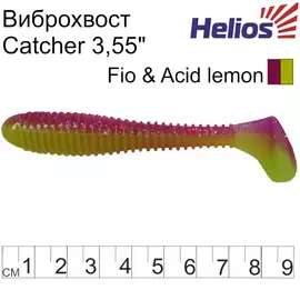 Виброхвост Helios Catcher 3,55"/9 см Fio &amp; Acid lemon 5шт. (HS-2-027) tr-134918